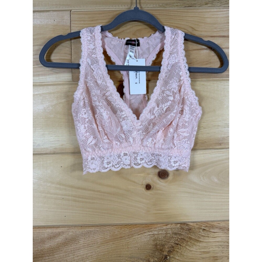 Cosabella Pink Lace Bra Bralette Racereback‎ Made in Italy-XS
